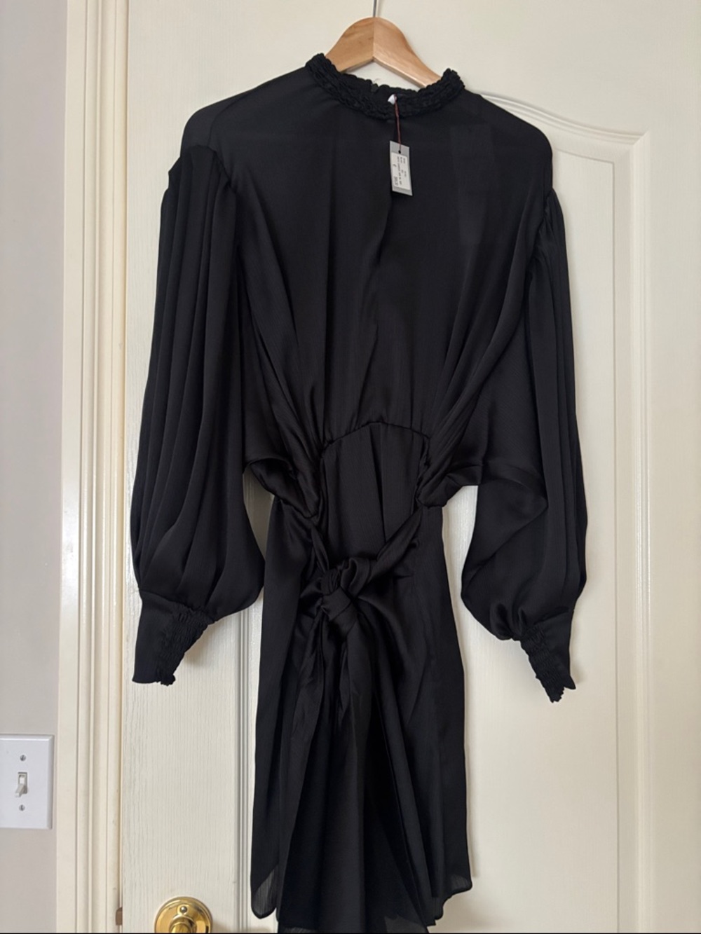IRO Paris Black Long-Sleeve Tie-Back Midi Dress size 36 - Small
